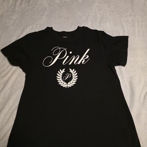 PINK Victoria's Secret Black Tee with White Logo